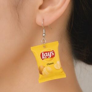 NWT Miniature Chip Bag Dangle Earrings - Handmade - Assorted Options